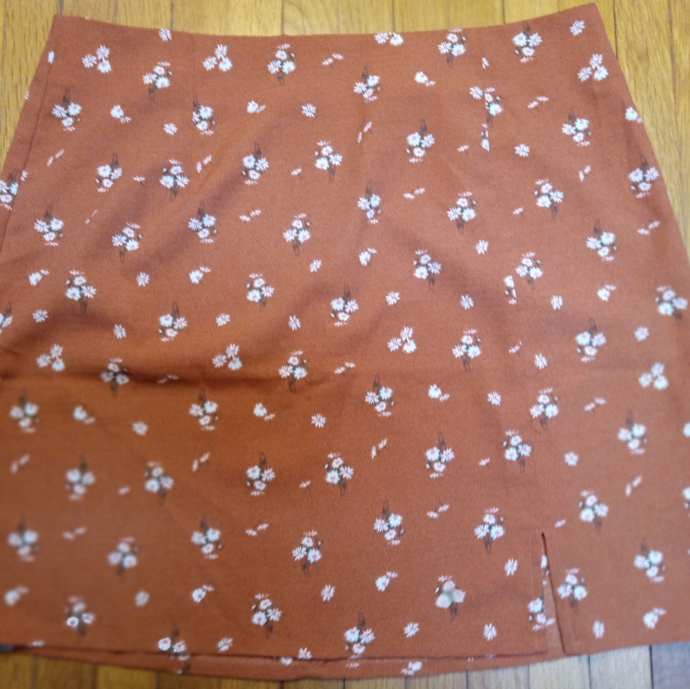 Aeropostale Rust Floral A-Line Skirt
